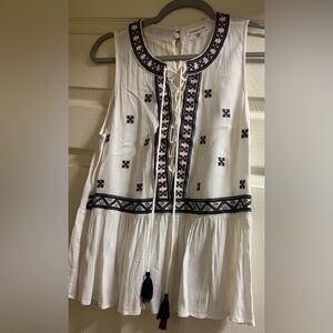 Sugar + Lips sleeveless White Embroidered peplum Top